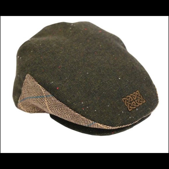 Patrick Francis Other - Patrick Francis Green Tweed Celtic Knot Flat Cap